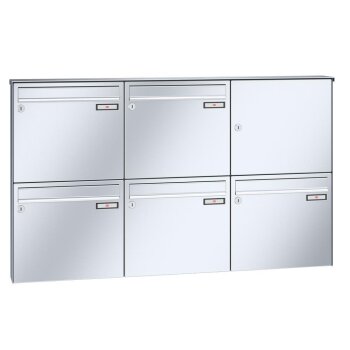 RENZ Basic B Briefkastenanlage Aufputz in V4A Edelstahl 5-fach