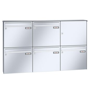RENZ Basic B Briefkastenanlage Aufputz in V4A Edelstahl 5-fach