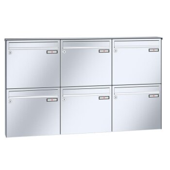 RENZ Basic B Briefkastenanlage Aufputz in V4A Edelstahl 6-fach