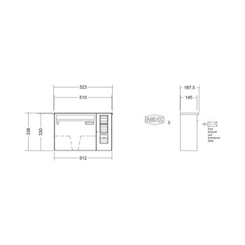 RENZ Basic B Briefkastenanlage Aufputz in V4A Edelstahl mit Sprechsieb rechts