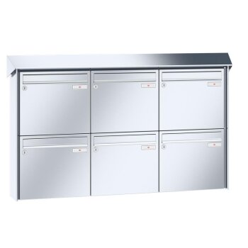RENZ Prisma Aufputzbriefkastenanlage in V4A Edelstahl 6-fach
