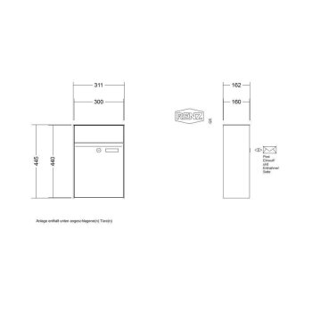 RENZ Plan Aufputzbriefkastenanlage in V4A Edelstahl