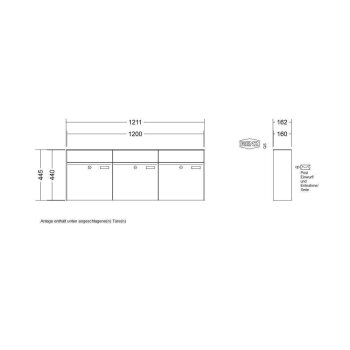RENZ Plan Aufputzbriefkastenanlage in V4A Edelstahl 3-fach