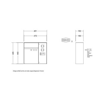 RENZ Plan Aufputzbriefkastenanlage in V4A Edelstahl mit Sprechsieb rechts