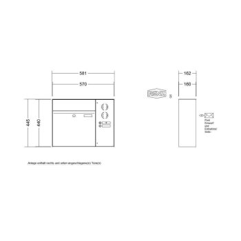 RENZ Plan Aufputzbriefkastenanlage in V4A Edelstahl mit Sprechsieb rechts