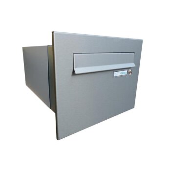 XXL Edelstahl Mauerdurchwurf Briefkasten mit Klingel - T: 39-62 cm - B-242
