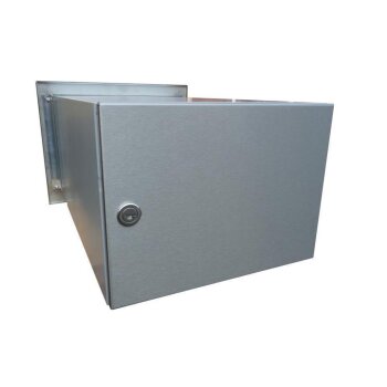 XXL Edelstahl Mauerdurchwurf Briefkasten mit Klingel - T: 39-62 cm - B-242