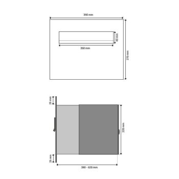 XXL Edelstahl Mauerdurchwurf Briefkasten mit Klingel - T: 39-62 cm - B-242