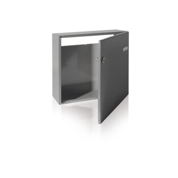 RENZ Briefkasten für Tor, Zaun und Tür in RAL 9016 Verkehrsweiß - mit RSA1-Namensschild 12 L - 370 x 330 x 100 mm - sofort lieferbar