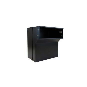 Mauerdurchwurf Briefkasten in RAL 9005 mit Klingel - T: 18-27 cm - F-04