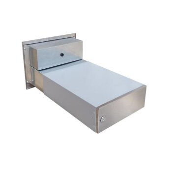 Edelstahl Mauerdurchwurf Briefkasten mit Sprechsieb - T: 39-62 cm- B-042