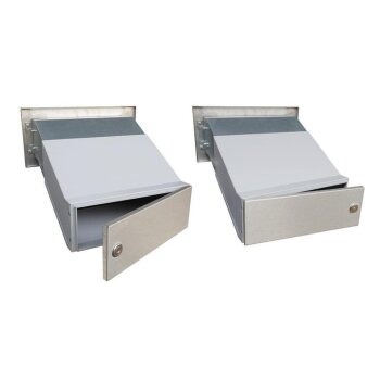 Edelstahl Mauerdurchwurf Briefkasten mit 2 Tastern - T: 23-38 cm - D-041