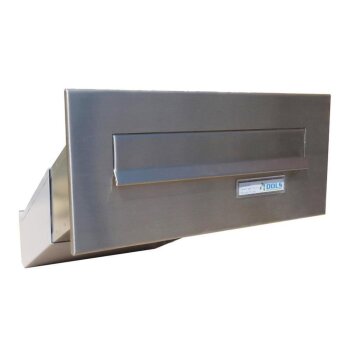 Edelstahl Mauerdurchwurf Briefkasten mit 2 Tastern - T: 23-38 cm - D-041