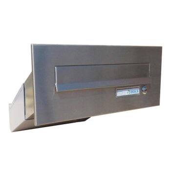 Edelstahl Mauerdurchwurf Briefkasten mit 2 Tastern - T: 23-38 cm - D-041