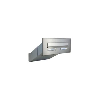 Edelstahl Mauerdurchwurf Briefkasten mit 2 Tastern - T: 33-50 cm - D-042