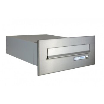 Edelstahl Mauerdurchwurf Briefkasten mit Klingel - T: 39-62 cm- B-042