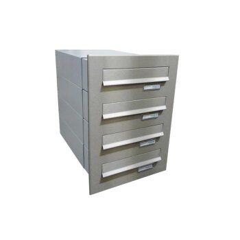 4er Edelstahl Mauerdurchwurf Briefkastenanlage - T: 39-62 cm- B-042