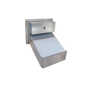 Edelstahl Mauerdurchwurf Briefkasten mit Sprechsieb und Klingel - T: 23-38 cm - D-041