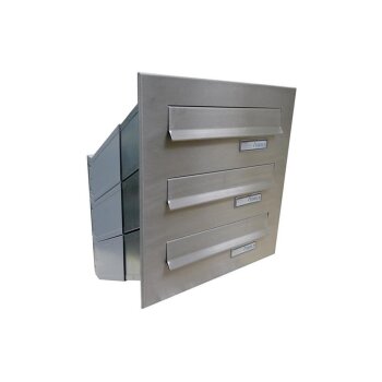 3er Edelstahl Durchwurfbriefkastenanlage - T: 23-38 cm - D-041