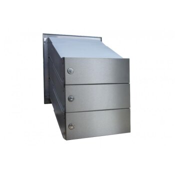 3er Edelstahl Durchwurfbriefkastenanlage - T: 23-38 cm - D-041
