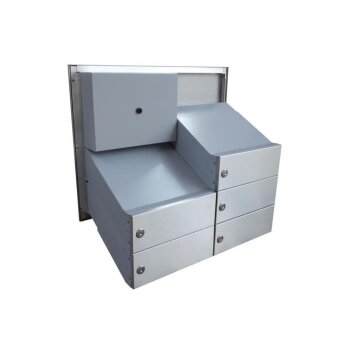 5er Edelstahl Mauerdurchwurf Briefkastenanlage mit Sprechsieb - T: 23-38 cm - D-041