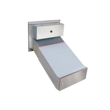 Edelstahl Mauerdurchwurf Briefkasten mit Sprechsieb - T: 33-50 cm - D-042