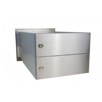 2er Edelstahl Mauerdurchwurf Briefkastenanlage - T: 39-62 cm- B-042
