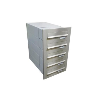 5er Edelstahl Mauerdurchwurf Briefkastenanlage - T: 39-62 cm- B-042