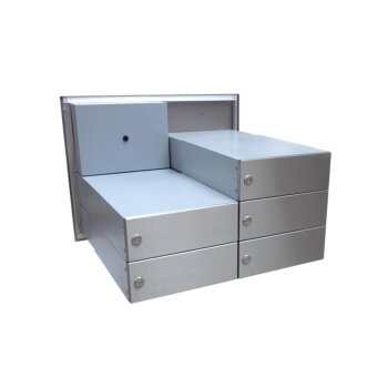 5er Edelstahl Mauerdurchwurf Briefkastenanlage mit Sprechsieb - T: 39-62 cm- B-042