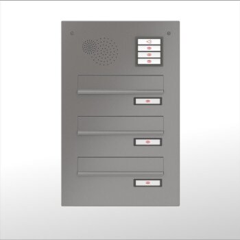3er RENZ Mauerdurchwurf Briefkastenanlage in 260 mm Breite mit Sprechsieb in RAL (26,5-41 cm Tiefe)