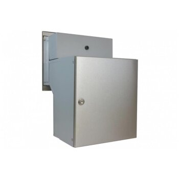 Edelstahl Mauerdurchwurf Briefkasten mit Sprechsieb und 2 Tastern - T: 18-27 cm - F-04