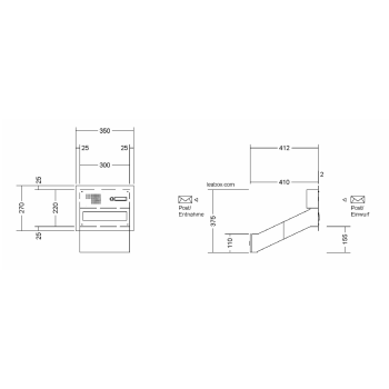 LEABOX Edelstahl Durchwurfbriefkasten mit Sprechfeld - T: 26 - 41 cm