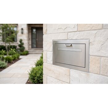 MILA Durchwurfpaketbriefkasten für Zaun und Mauer in Edelstahl