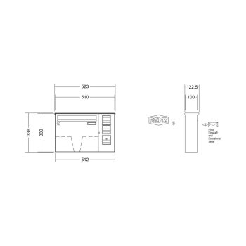 RENZ Basic B Briefkastenanlage Aufputz mit Sprechsieb RAL...