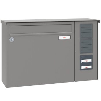 RENZ Basic B Briefkastenanlage Aufputz mit 2ten Namensschild & mit Sprechsieb RAL7016
