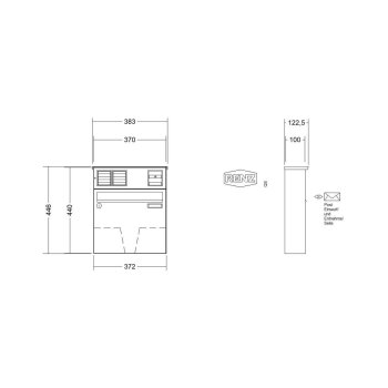 RENZ Basic B Briefkastenanlage Aufputz mit Sprechfeld in RAL 9016 mit 2ten Namensschild & Soft Close