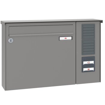 RENZ Basic B Briefkastenanlage Aufputz mit 2ten Namensschild & mit Sprechsieb RAL9016
