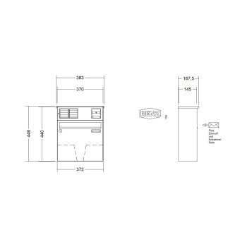 RENZ Basic B Briefkastenanlage Aufputz mit Sprechfeld in DB703 mit 2ten Namensschild & Soft Close