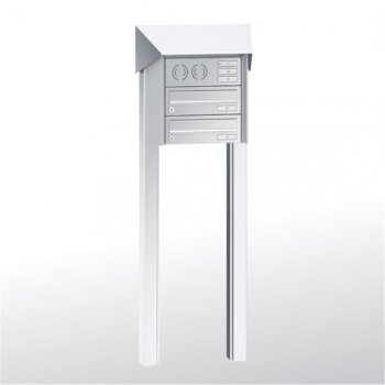 RENZ Prisma freistehende Briefkastenanlage mit waagerechten Briefkästen mit Sprechfeld in Edelstahl 1-6 fach