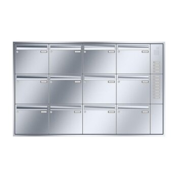 LEABOX Unterputzbriefkasten mit Sprechfeld in V2A Edelstahl (1-12-fach)