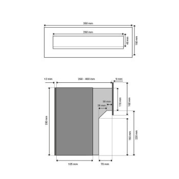 XXL Mauerdurchwurf Briefkasten in RAL 9005 - T: 27-40,5 cm - F-042