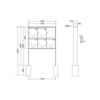 RENZ RS2000 freistehende Briefkastenanlage 5-fach
