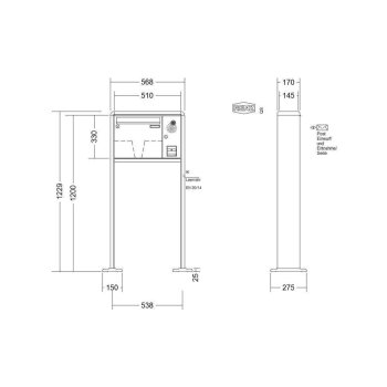 RENZ RS2000 freistehende Briefkastenanlage mit Sprechanlage