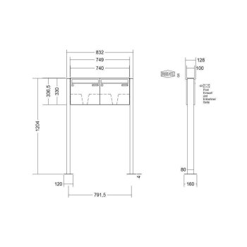 RENZ Basic B freistehende Briefkastenanlage 2-fach