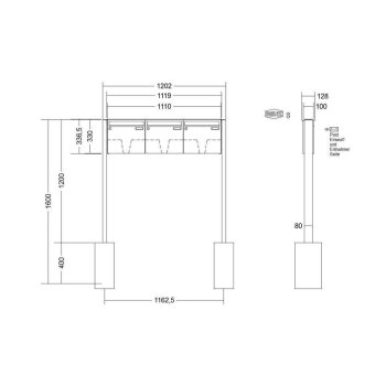 RENZ Basic B freistehende Briefkastenanlage 3-fach