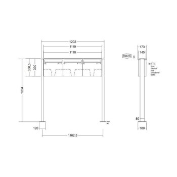 RENZ Basic B freistehende Briefkastenanlage 3-fach