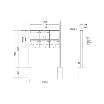 RENZ Basic B freistehende Briefkastenanlage 5-fach