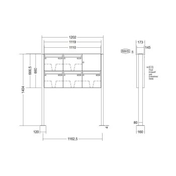 RENZ Basic B freistehende Briefkastenanlage 5-fach