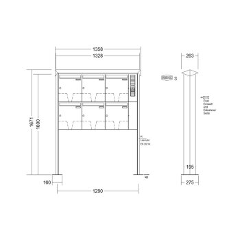 RENZ Prisma freistehende Briefkastenanlage mit...