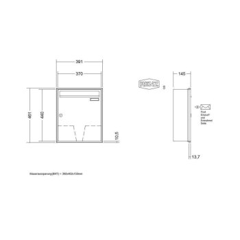RENZ Schattenfuge Unterputz Briefkastenanlage